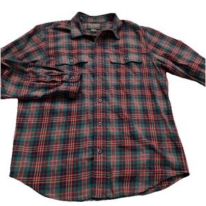 Filson Garment Red/Green Plaid L/S Cotton Button Down Flannel Work Shirt Men's M